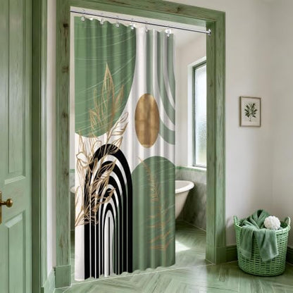 Sage Green and Gold Stall Shower Curtain, 36X72 in Narrow Small