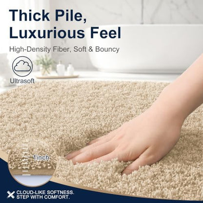 OLANLY Microfiber Bathroom Runner Rugs 59x24, Soft Absorbent Bath Mat, Sand