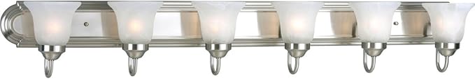 Progress Lighting P3056-09 Alabaster Glass Bath & Vanity, 48-Inch Width x 7-1/4-Inch Height, Nickel