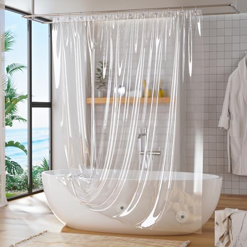 Titanker Clear Shower Curtain Liner, Plastic Shower Liner PEVA 72 x 72 Lightweight Waterproof Shower Curtains for Bathroom with Magnets and Rustproof Grommets (Pack of 3)