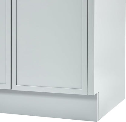 ARIEL Kelly 72-inch Bathroom Vanity with Sink,Solid Wood, 1.5-inch Pure White Quartz Countertop & Backsplash, Double Oval Porcelain Sink, 4 Soft Closing Doors, 5 Dovetail Drawers, Grey