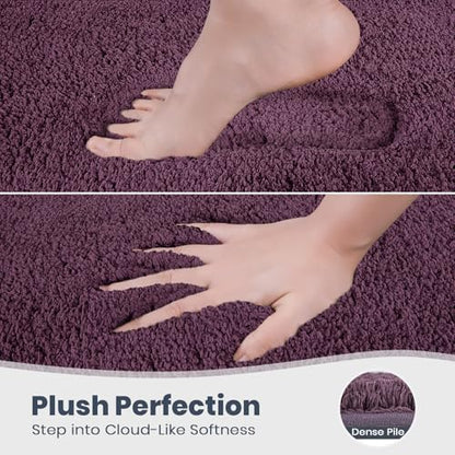 PURRUGS Bathroom Rug, Bath Mat, 20" x 24" U-Shaped, Purple