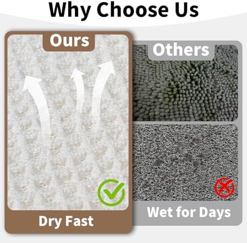 White Bathroom Rugs, Waffle Bath Mat Non Slip Washable, 20" x 32"