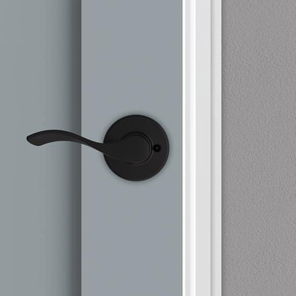 Kwikset Balboa Dummy Door Handle, Single Sided Lever for Closets, French Double Doors, and Pantry, Matte Black Non-Turning Left Handed Interior Push/Pull Lever