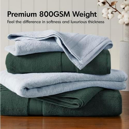 Madison Park Cotton Bath Sheet 2 Piece Oversized, 800GSM, 34" x 68" Green