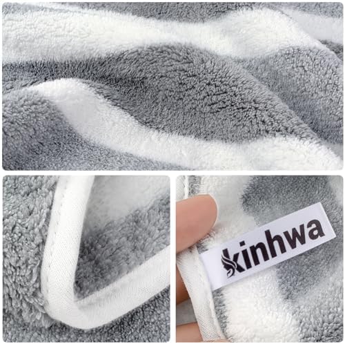 KinHwa Hand Towels for Bathroom, Microfiber Grey Hand Towels, 2 Pack