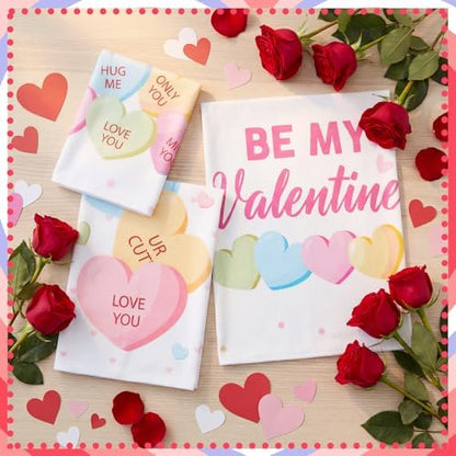 Peryiter 3 Pack Valentine Heart Decorative Bath Towel Set