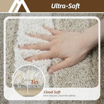 COSY HOMEER Bathroom Rugs 24x17,Ultra Soft Absorbent Bath Mat,Beige
