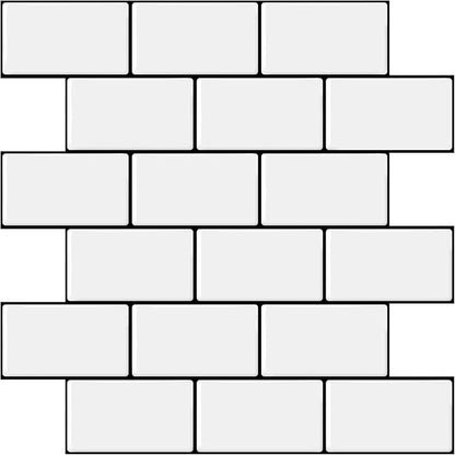 Peel and Stick Backsplash for Kitchen, White and Black | 10 pack self‑adhesive tiles for backsplash, bathroom, or accent wall. Easy DIY install and wipeable. Covers approx. 10 sq ft.