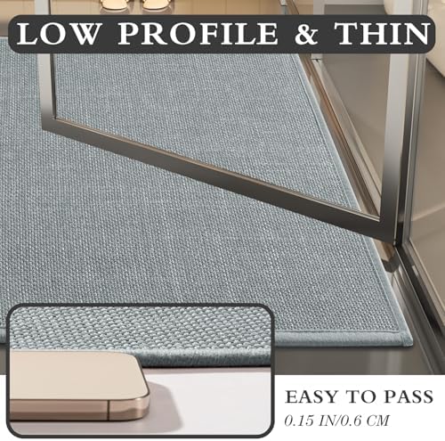 YIHOUSE Bathroom Rugs Thin Bath Mat Sets 2 Pieces Quick Dry,Light Grey