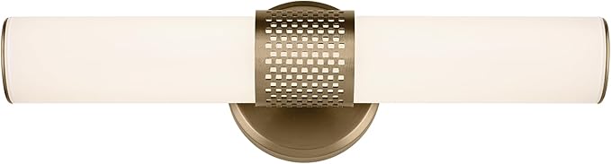 Kichler Sashi 18" LED Small Bath Bar with White Glass in Champagne Bronze, Modern, for Vanity, Fireplace, Buffet, Hallway, Vanity Mirror, (18" W x 5" H), 55191CPZLED