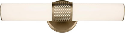 Kichler Sashi 18" LED Small Bath Bar with White Glass in Champagne Bronze, Modern, for Vanity, Fireplace, Buffet, Hallway, Vanity Mirror, (18" W x 5" H), 55191CPZLED