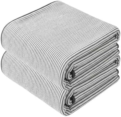 2 Pack Striped Microfiber Bath Towels, 27 x 55 Inches Large Quick Dry Absorbent Shower Towel Set, Minimalist Thin Stripe Soft Lightweight Decorative Linen for Bathroom Spa Gym Beach Travel