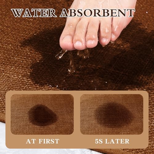 chakme Bathroom Rugs Mat 59x17, Ultra Thin Bath Rug Non Slip Runner Quick Dry Absorbent Bath Mat for Bathroom, (Rust, 59"x17")
