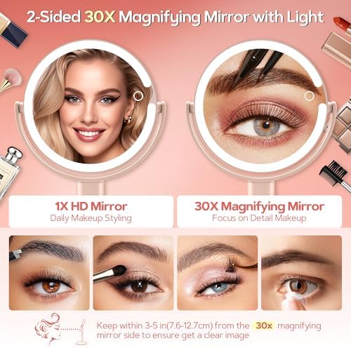B Beauty Planet Vanity Mirror with Lights, Magnifying Makeup Mirror 30X/1X
