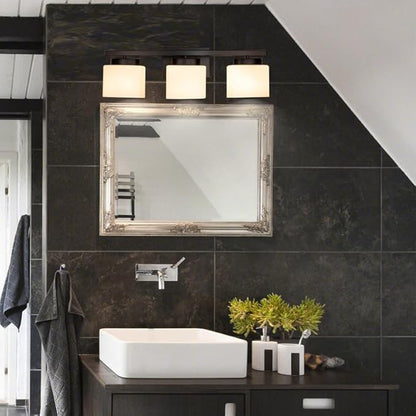 3-Light Bathroom Vanity Light Fixture Over Mirror, Modern Matte Black Vanity Lights with Milky Glass Shade, 23 inches Vanity Lighting Fixtures for Bathroom Lighting