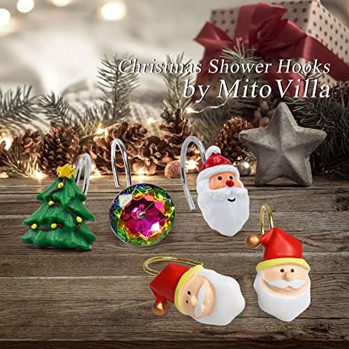 Colorful Diamond Crystal Bling Shower Curtain Hooks Rings for Bathroom,12PC