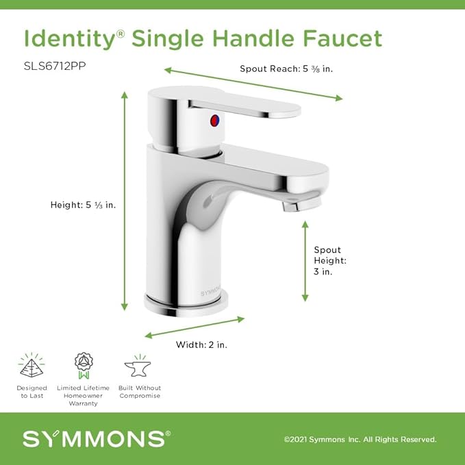 Symmons Identity Single-Hole Single-Handle Bathroom Faucet with Push Pop Drain in Polished Chrome (1.0 GPM)