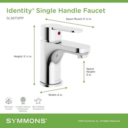 Symmons Identity Single-Hole Single-Handle Bathroom Faucet with Push Pop Drain in Polished Chrome (1.0 GPM)