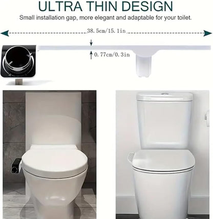 Bidet Attachment for Toilet Bidet Non-Electric Cold Water Sprayer Toilet Seat, Adjustable Water Pressure Retractable Self-Cleaning Dual Nozzle for Real Feminine Wash in Black Knob (PaniFlow).