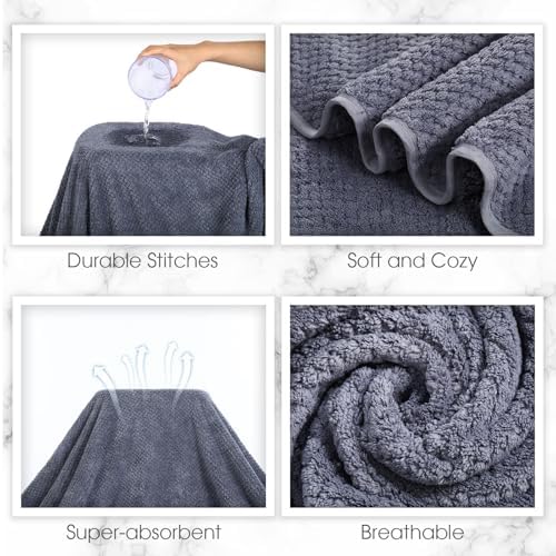Peryiter 6 Pcs Bath Towel Set, Oversized Bath Sheet for Adults, Gray