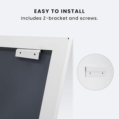 Bathroom Mirror for Wall, 48x35 Inch (White) | HD Reflection, Tempered Glass, Thick Metal Framed Rectangle Mirrors for Over Sink, Vanity, Bedroom, Living Room, Entryway