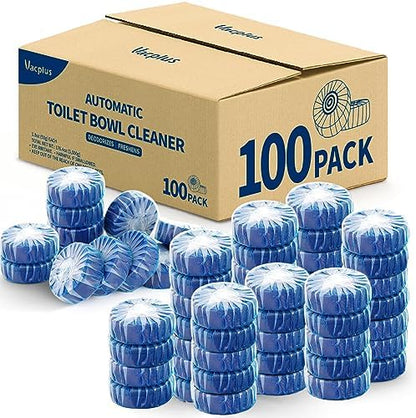 Vacplus Toilet Bowl Cleaner Tablets, 100 Pack, Auto Cleaning, Long-Lasting