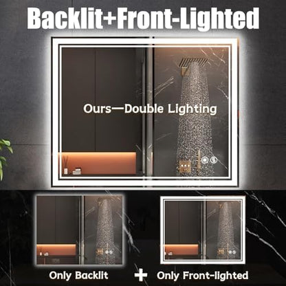 32 x 40'' LED Bathroom Mirror, Anti-Fog, Dimmable 3 Colors