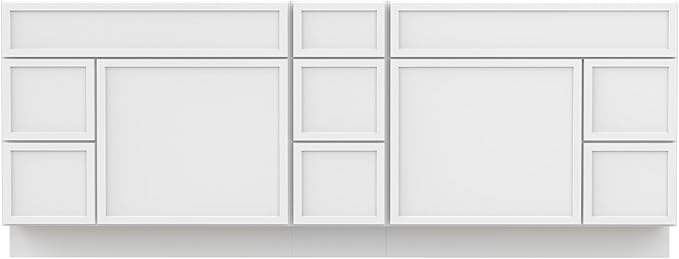 HomeBeyond 84 Inches Bathroom Vanity Base Cabinet Without Sink, Double Sink Top with Door & Soft Closing Drawers, Sturdy Floor Mounted Cabinet 2-Door 7-Drawer, White