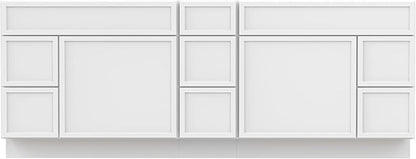 HomeBeyond 84 Inches Bathroom Vanity Base Cabinet Without Sink, Double Sink Top with Door & Soft Closing Drawers, Sturdy Floor Mounted Cabinet 2-Door 7-Drawer, White