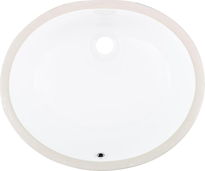 MSI White 17in. x 14.125in. Oval Porcelain Undermount Bathroom Vanity Sink