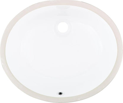 MSI White 17in. x 14.125in. Oval Porcelain Undermount Bathroom Vanity Sink