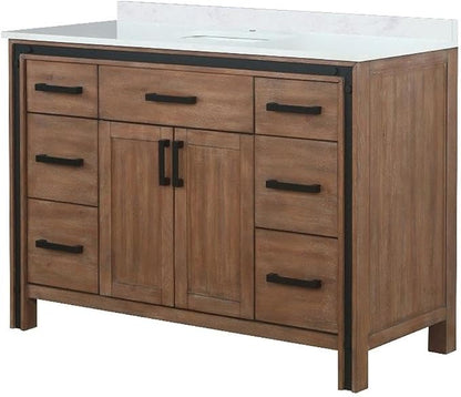 Ziva 48 in W x 22 in D Rustic Barnwood Bath Vanity and Cultured Marble Top