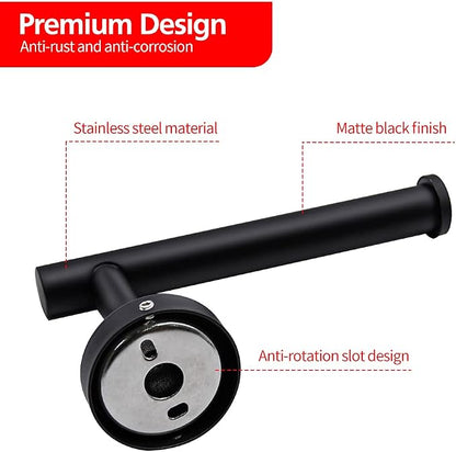 4pcs Matte Black Toilet Paper Holder and Towel Ring Set, Stainless Steel