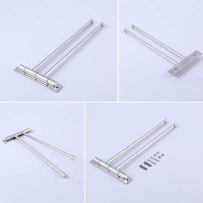 GERZWY Bath Towel Rack Hanger Towel Holder Organizer Bathroom Swing Arm Towel Bars 2-Arm Wall Mount Stainless Steel Polished Finish