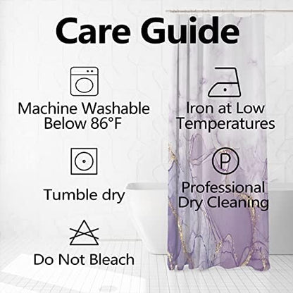 Purple Marble Stall Waterproof Shower Curtain 36x72 inches