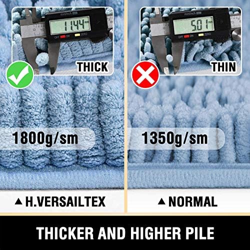 H.VERSAILTEX Bathroom Rugs Bath Mats Non Slip Luxury Chenille Bathroom Runner Rug 24x47 Extra Soft and Absorbent Shaggy Rugs Washable Dry Fast Area Carpet Mats, Tub - Cool Blue