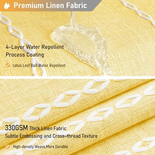 BTTN Small Boho Linen Heavy Duty Cloth Shower Curtain Set, 36x72, Yellow
