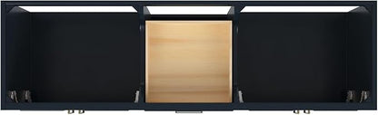 ARIEL Stafford 72-inch Bathroom Vanity with Sink,Solid Wood, 0.75-inch Italian Carrara Marble Countertop, Double Rectangular Porcelain Sink, 4 Soft Closing Doors, 6 Dovetail Drawers, Midnight Blue
