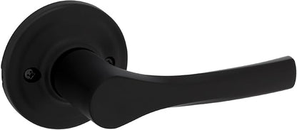 Kwikset Henley Dummy Door Handle, Single Sided Lever for Closets, French Double Doors, and Pantry, Matte Black Non-Turning Reversible Interior Push/Pull Lever, with Microban Protection