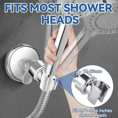 Adjustable Shower Head Holder, Bathroom Suction Cup Bracket for Handheld Shower, Removable Wall Mount (Silver-2)