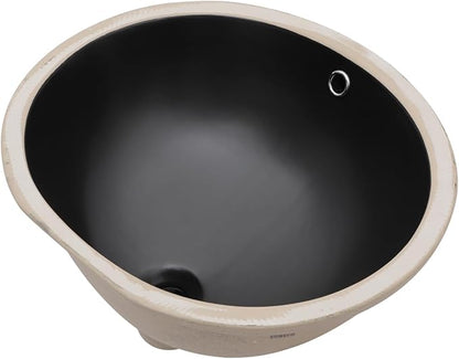 Sarlai Black Undermount Bathroom Sink - 19 x16 inch Oval Vessel Sink Under counter Lavatory Black Ceramic Vanity Sink with Overflow, Modern Art Basin, Interior Size 17-2/5" x 14-1/9"