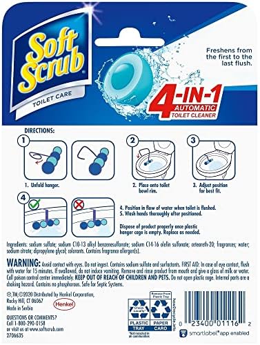 Soft Scrub 4-in-1 Rim Hanger Toilet Bowl Cleaner,Sapphire Waters,(Pack of 12)
