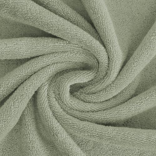 Feather & Stitch 100% Cotton 625 GSM Bath Towel Set of 6, Ultra Soft Highly Absorbent 2 Bath Towels, 2 Hand Towels & 2 Washcloth - Luxury Quick Dry Shower Towels (Sage Green)