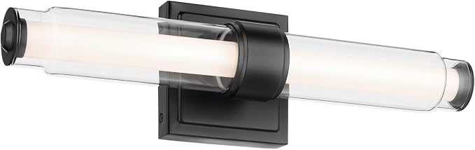 Kichler Laurene LED Bath Bar Light, Black | Dimmable vanity light with clear glass for mirrors and vanities (18.5" x 5"), 55237BKLED
