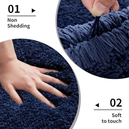 Disolla Navy Bathrom Runner Rug 24x59 - Large Soft Plush Bath Mat, Thick Long Non-Slip Shaggy Floor Mat, Ultra-Absorbent for Master Bathroom Bedroom