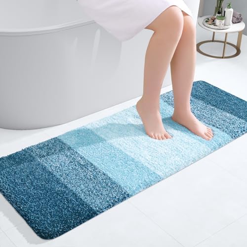 OLANLY Bathroom Runner Rug 47x17, Extra Soft Absorbent Microfiber Bath Rugs