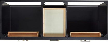 ARIEL Hepburn 60-inch Bathroom Vanity with Sink,Solid Wood, 1.5-inch Carrara White Quartz Countertop & Backsplash, Double Rectangular Porcelain Sink, 4 Soft Closing Doors, 6 Dovetail Drawers, Black