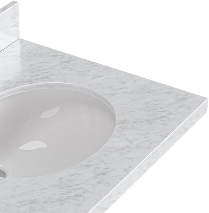ARIEL Hepburn 61 Inch Double Oval Sink Bathroom Vanity with Carrara White Marble Countertop 1.5 Inch in Vintage Green