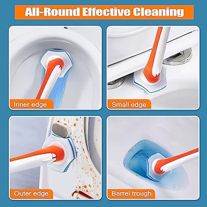JEHONN Disposable Toilet Bowl Cleaner Wand with 40 Cleaner Refills, Wall Mounted Long Handle Compact Bathroom Scrub Brush Holder Set for Sink Bathtub Wash Basin Mop Pool (Orange)